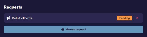 The Requests card on a delegate's dashboard with a pending request